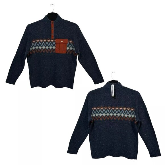 SmartWool Men's Heavy Henley Pull-over Sweater Size XXL Deep Navy Heather - Picture 1 of 12